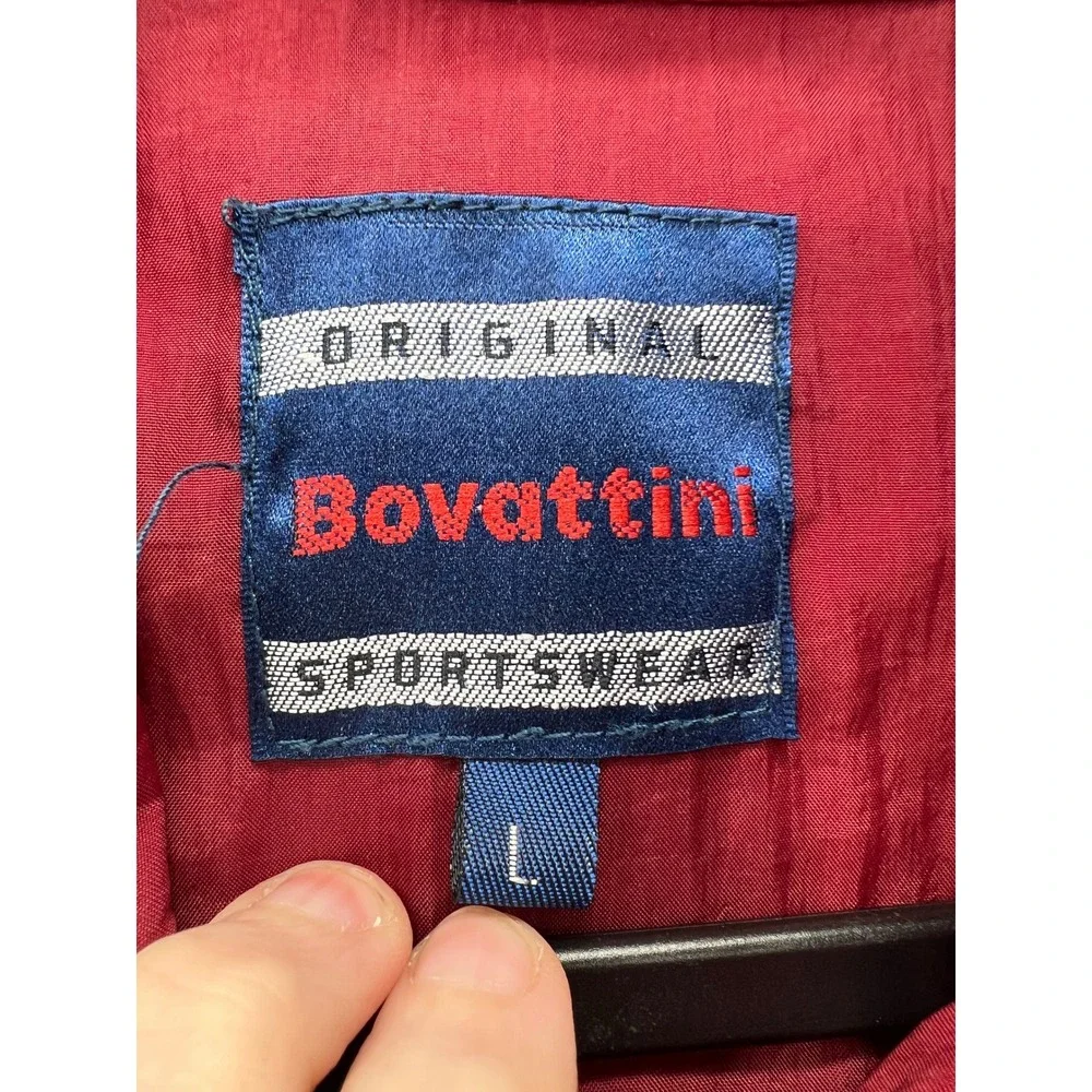 VTG Bovattini Sportswear Jacket Sz L 90s Southwestern Patchwork Bomber Red